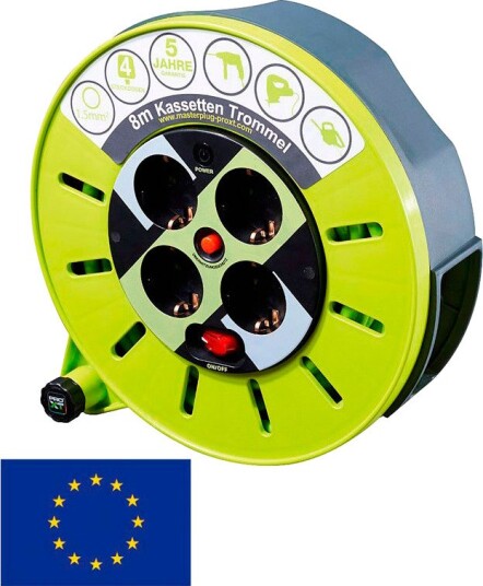 Masterplug Kabeltrommel Proxt S 8 m (4x Schuko Uttak)