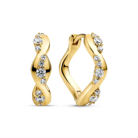 Sif Jakobs Jewellery Ellera Waves Altro Creolo Earrings Gullfarge Hvit 16.5 mm