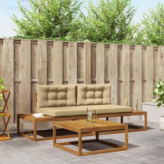 vidaXL Utendørs sofa sett med pute Naturlig og Beige