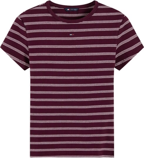 Tommy Jeans Tjw Slim Essential Rib Ss Ext Burgundy XS