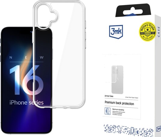 3Mk Armor Etui for iPhone 16 - Transparent, Militærstandard Beskyttelse 3Mk Armor Etui for iPhone 16 - Transparent, Militærstandard Beskyttelse