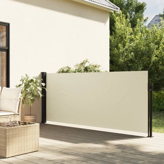 Uttrekkbar sidemarkise 140x600 cm kremhvit 4004505