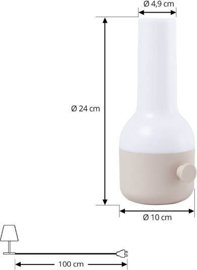 Lindby LED oppladbar utendørs bordlampe Isaline beige dimbar