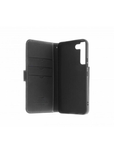 Insmat Lommebok Flip-Cover Ekte Skinn for Samsung Galaxy S22 Svart