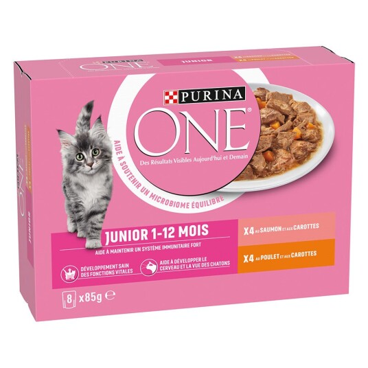 Purina One Junior 8 x 85 g - Kylling & Laks