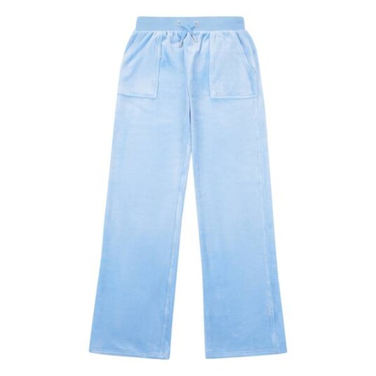 Juicy Couture Tonal Embro Velour Wide leg Della Robbia Blue 10 11 ÅR
