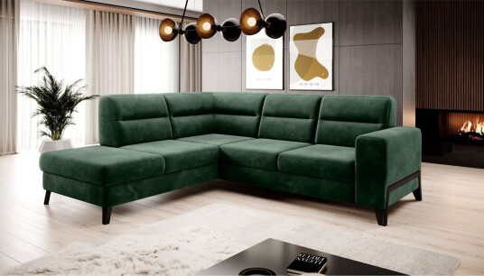 Anglika Sofa m. Sjeselong 4 seters   Grønn