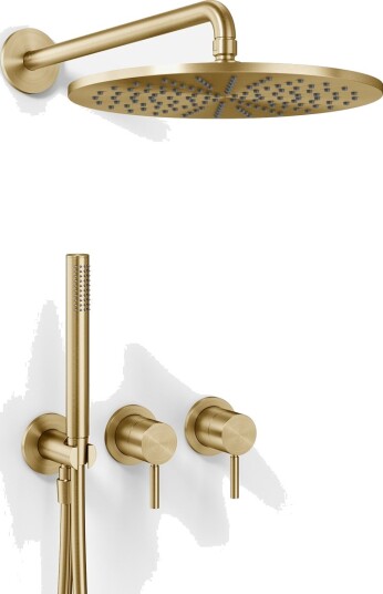 Semplice Dusjsett SBR801 S07 Rain Deluxe ø30cm Vegg PVD Børstet Messing