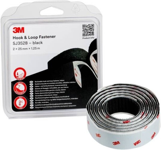 3m™ krok og sløyfe festesystem sj352b svart 25 mm x 1.25 m 4.4 mm blister ipc 3m™ krok og sløyfe festesystem sj352b svart 25 mm x 1.25 m 4.4 mm blister ipc