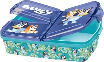 Bluey matboks med 3 rom - Barnevennlig matboks i blå plast Bluey matboks med 3 rom - Barnevennlig matboks i blå plast
