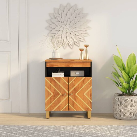 vidaXL TV-benk brun og svart 60x33,5x75 cm heltre mango