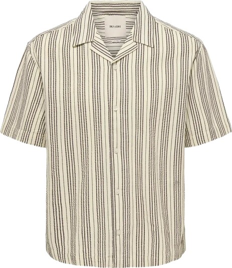ONLY & SONS Onscruz Rlx Seersucker Resort Ss Shirt CreaM ONLY & SONS Onscruz Rlx Seersucker Resort Ss Shirt CreaM
