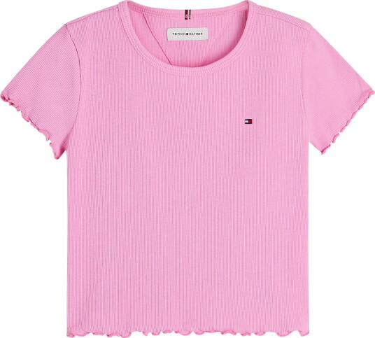 Tommy Hilfiger T-skjorte - Rib - Essential - Rosa Daisy - Tommy Hilfiger - 6 år (116) - T-skjorte