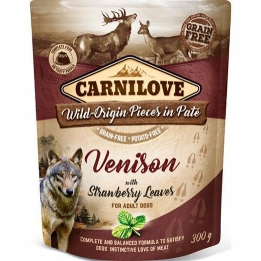 Carnilove Våtfôr til hund med hjortekjøtt og jordbærblader 300 g