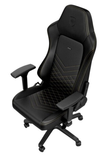 Noblechairs Hero - Stol - Ergonomisk - Armlener - T-Formet - Tipping - Roterende - Aluminium Polyuretan Stål Minneskumplast Polyuretan Vegansk Imitasjonslær - Svart Gull Noblechairs Hero - Stol - Ergonomisk - Armlener - T-Formet - Tipping - Roterende - Aluminium Polyuretan Stål Minneskumplast Polyuretan Vegansk Imitasjonslær - Svart Gull