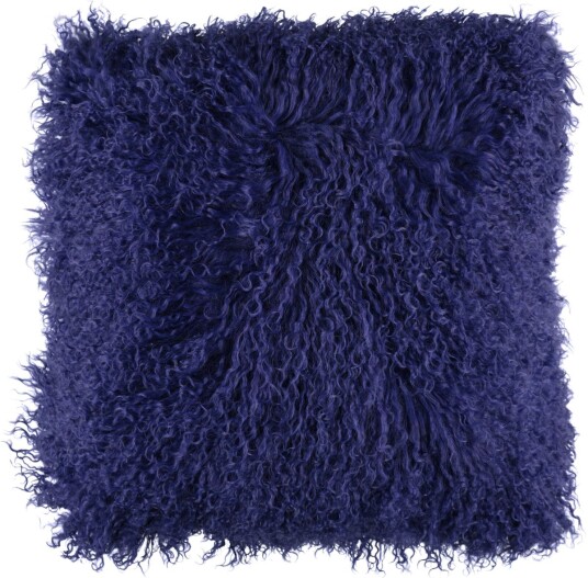 Natures Collection Saueskinnspute Krøllet Tibet 40x40 cm Marineblå