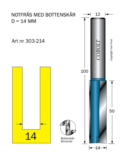 Cobolt 303-214 Sporfres D=14 L=50 TL=100 S=12 Maskintilbehør & forbruk