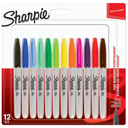 Sharpie Permanent Markers Fine Point Assorted Colours 12 Count Sharpie Permanent Markers Fine Point Assorted Colours 12 Count