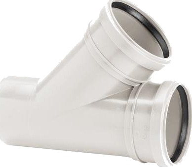 Uponor Decibel Grenrør 75/50 Mm 45° Med 2 Muffer