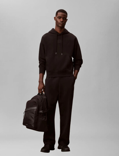 Calvin Klein Striped Utility Zip Round Backpa   Black   ONE SIZE