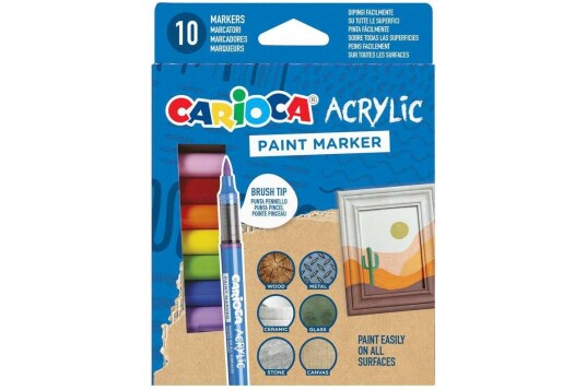 Carioca Akryl Tusjer med Pensel 10 stk. Carioca Akryl Tusjer med Pensel 10 stk.