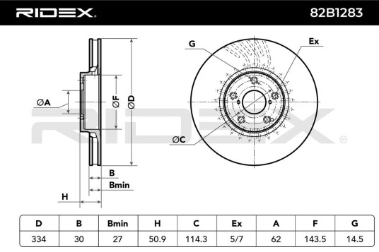 Bremseskive RIDEX 82B1283 Bremseskive RIDEX 82B1283