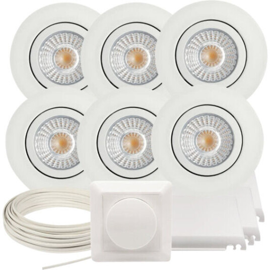 J&EL Namron Downlightpakke Alto Tilt LED Matt Hvit 6 pk - 89445 J&EL Namron Downlightpakke Alto Tilt LED Matt Hvit 6 pk - 89445