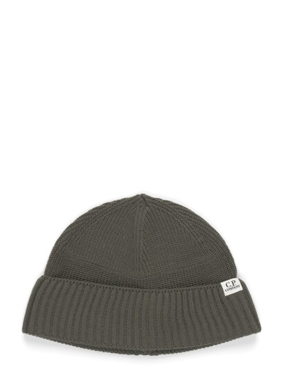 C.P. Company Beanie Knit Cap In Re Wool Prm Eu Khaki green ONE SIZE C.P. Company Beanie Knit Cap In Re Wool Prm Eu Khaki green ONE SIZE