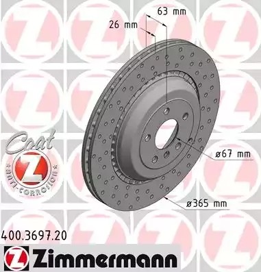 Bremseskive ZIMMERMANN 400.3697.20 Bremseskive ZIMMERMANN 400.3697.20