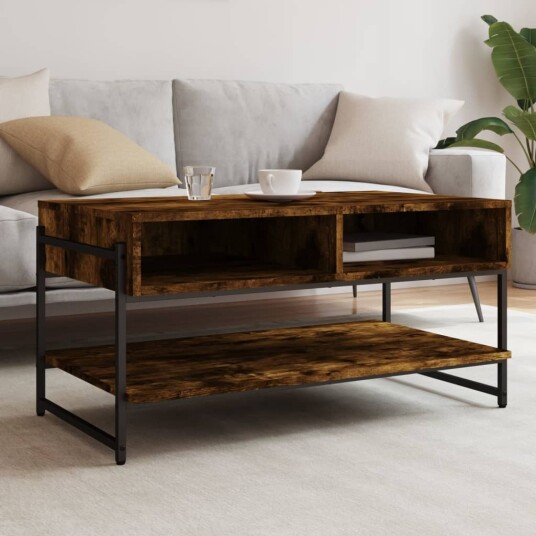  Salongbord røkt eik 90x50x45 cm konstruert tre 8721012340213
