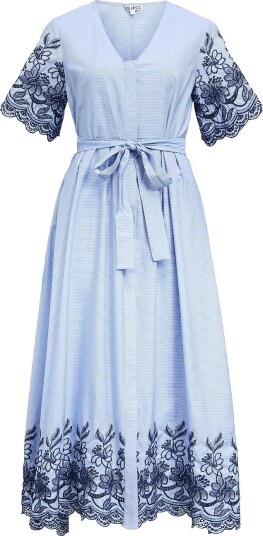 Object Maxikjole objVanna S/s RE V neck Blå