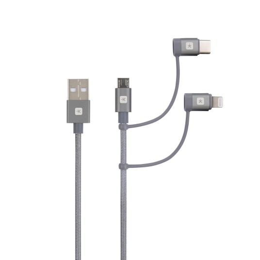 Skross 3-i-1 USB Kabel 30 cm - Grå