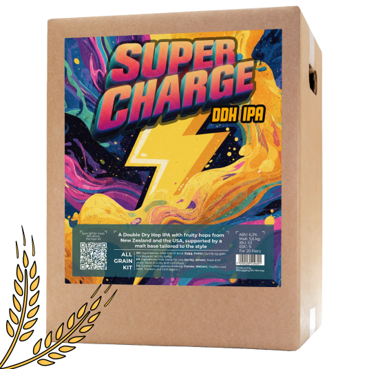Supercharge DDH IPA Allgrain Ølsett IPA med dobbel tørrhumle