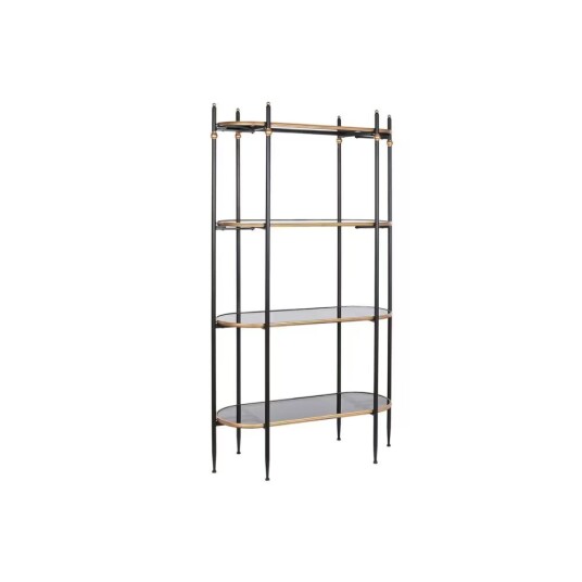 Bokhylla Svart Gyllene Metall Glas 103 x 42 x 180 cm 1