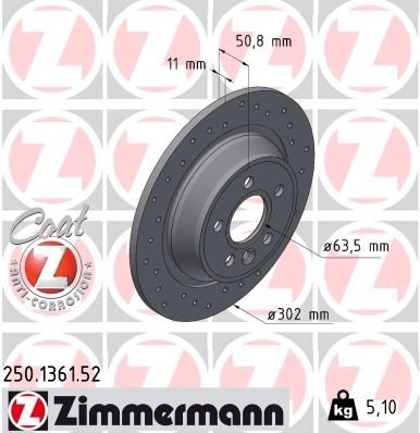 Bremseskive ZIMMERMANN 250.1361.52