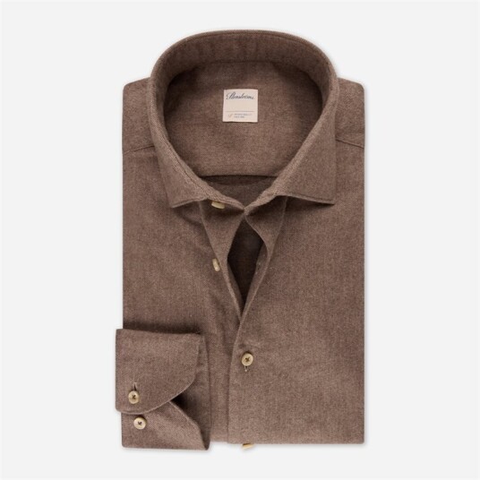 Fitted Body Flanel Shirt Brown Fitted Body Flanel Shirt Brown