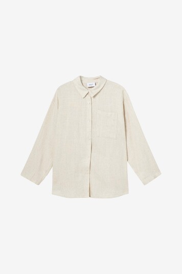 Grunt Skjorte Latti LS Linen Shirt Beige