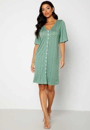 Happy Holly Malini button frill dress Green / Floral 36/38