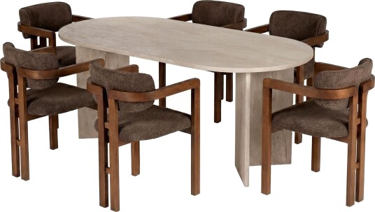 Dining Table & Chairs Set Nordure Brun - Dining Table & Chairs Set Nordure Brun -