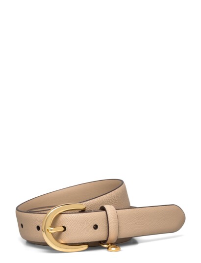 Lauren Ralph Lauren Charm Crosshatch Leather Belt Beige XL