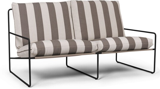 Ferm Living - Desert 2-Seater Black Stripe - Chocolate - Utendørs Sofaer