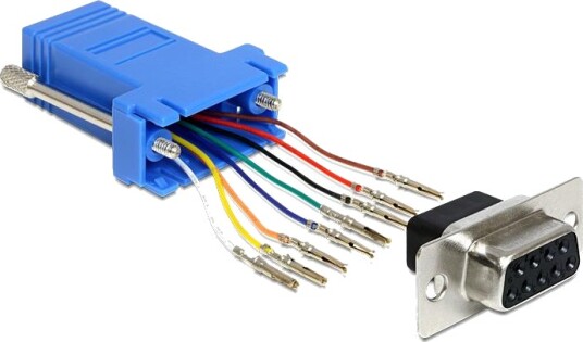 Delock RJ45 til DB9 Hunn Adapter - Blå Montagesett