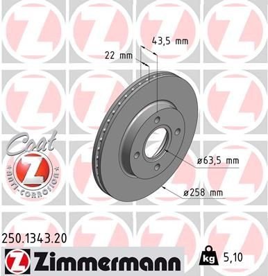 Bremseskive ZIMMERMANN 250.1343.20