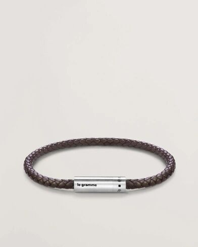 LE GRAMME Leather Cable Bracelet Brown/Sterling Silver 7g