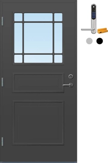 Ytterdør Bygg1 Arendal Klarglass med Yale Doorman Classic Home