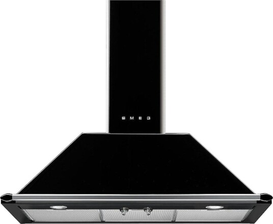 Smeg KT90BLE 90 cm Vegghengt Kjøkkenvifte med Belysning og Intensiv Hastighet Svart