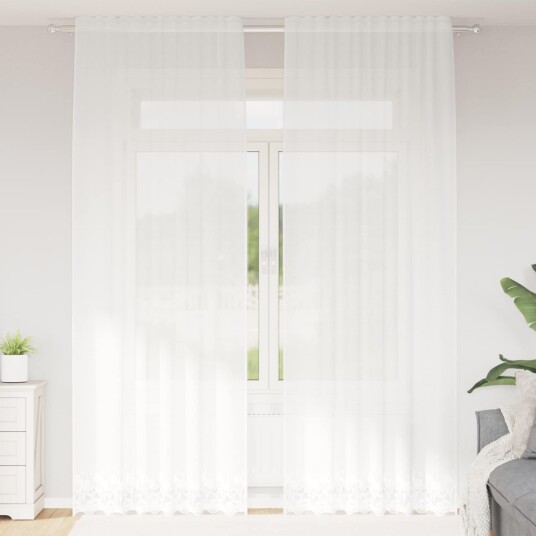  Gardiner med gardiner Hvit 150 x 300 cm Polyester