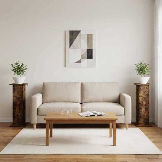 vidaXL Planteholder 2 stk. Røkt Eik 30,5 x 30 x 80,5 cm Konstruert tre