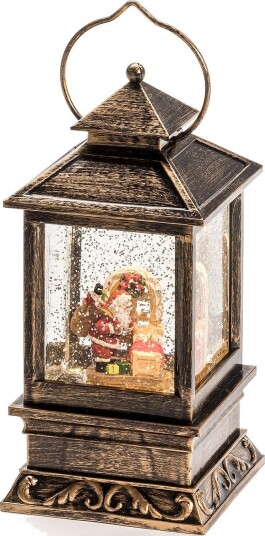TrendCollection Vannfylt Lykt Med Nisse Og Glittereffekt