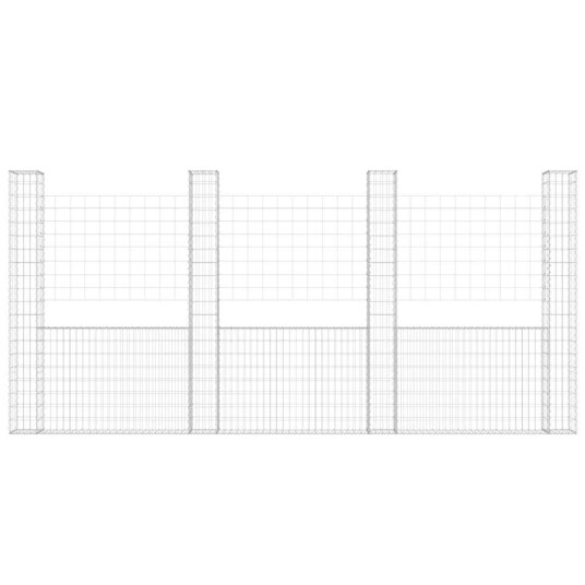 vidaXL Gabionkurv u formet med 4 stolper jern 380x20x200 cm